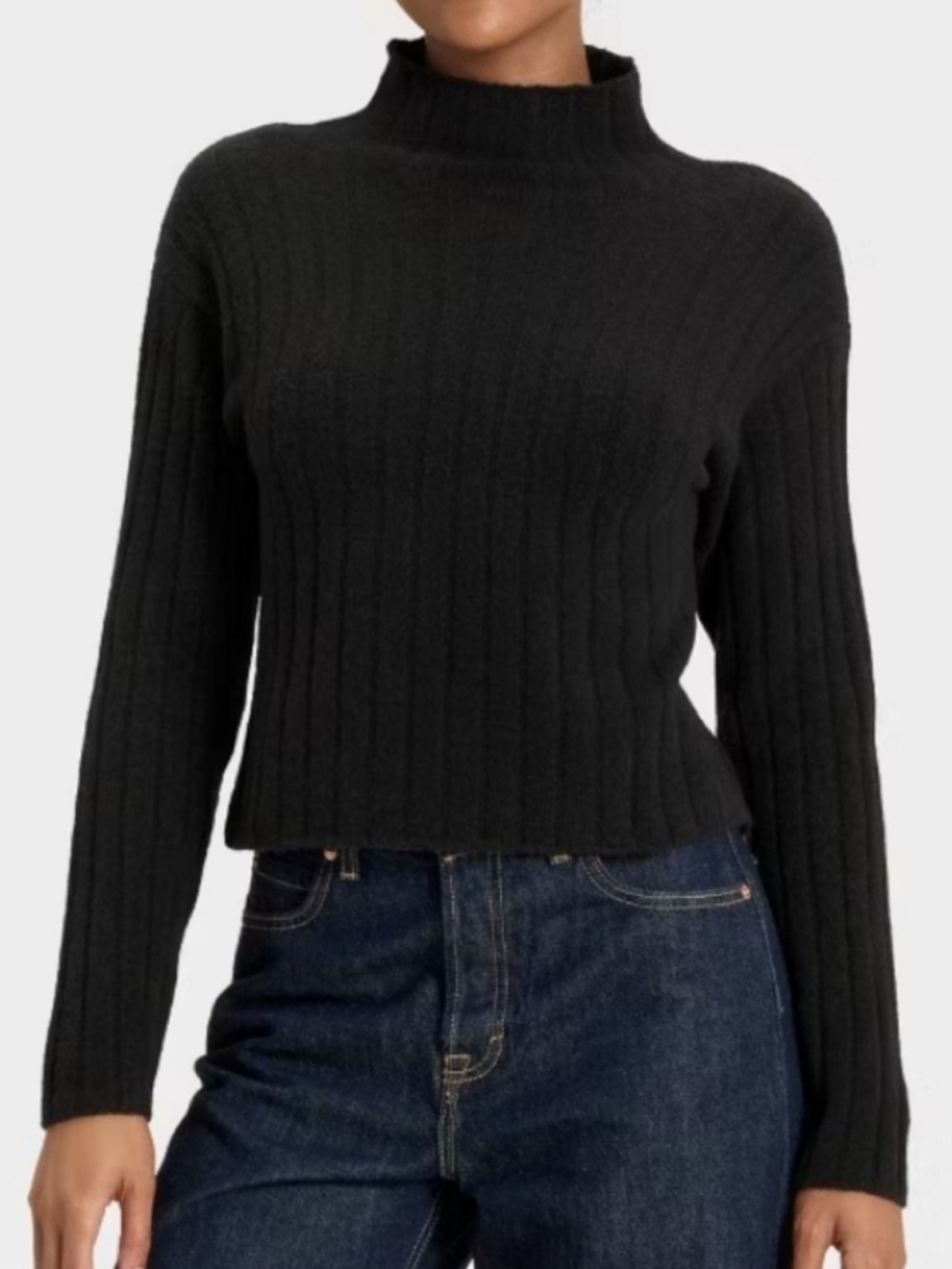 Universal Thread Black Ribbed Mock Neck Sweater Size XS | NWT